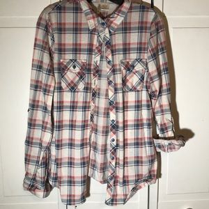 Pink/Blue/white Plaid shirt